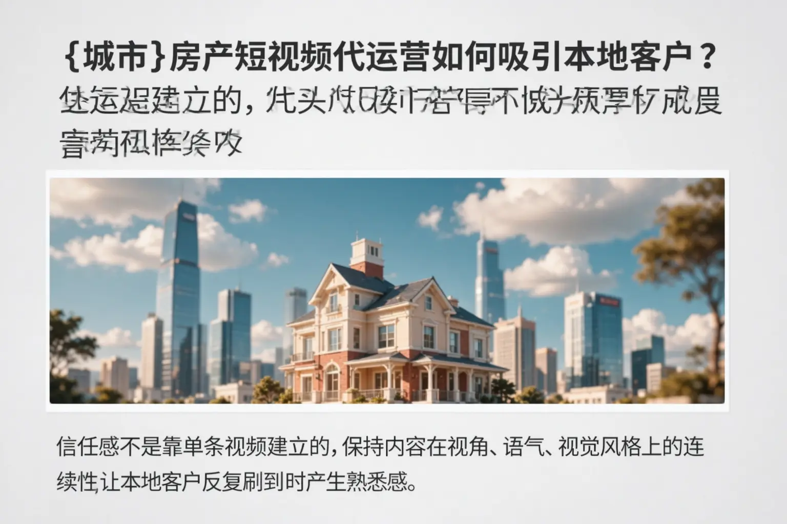 乌海房产短视频代运营如何吸引本地客户？