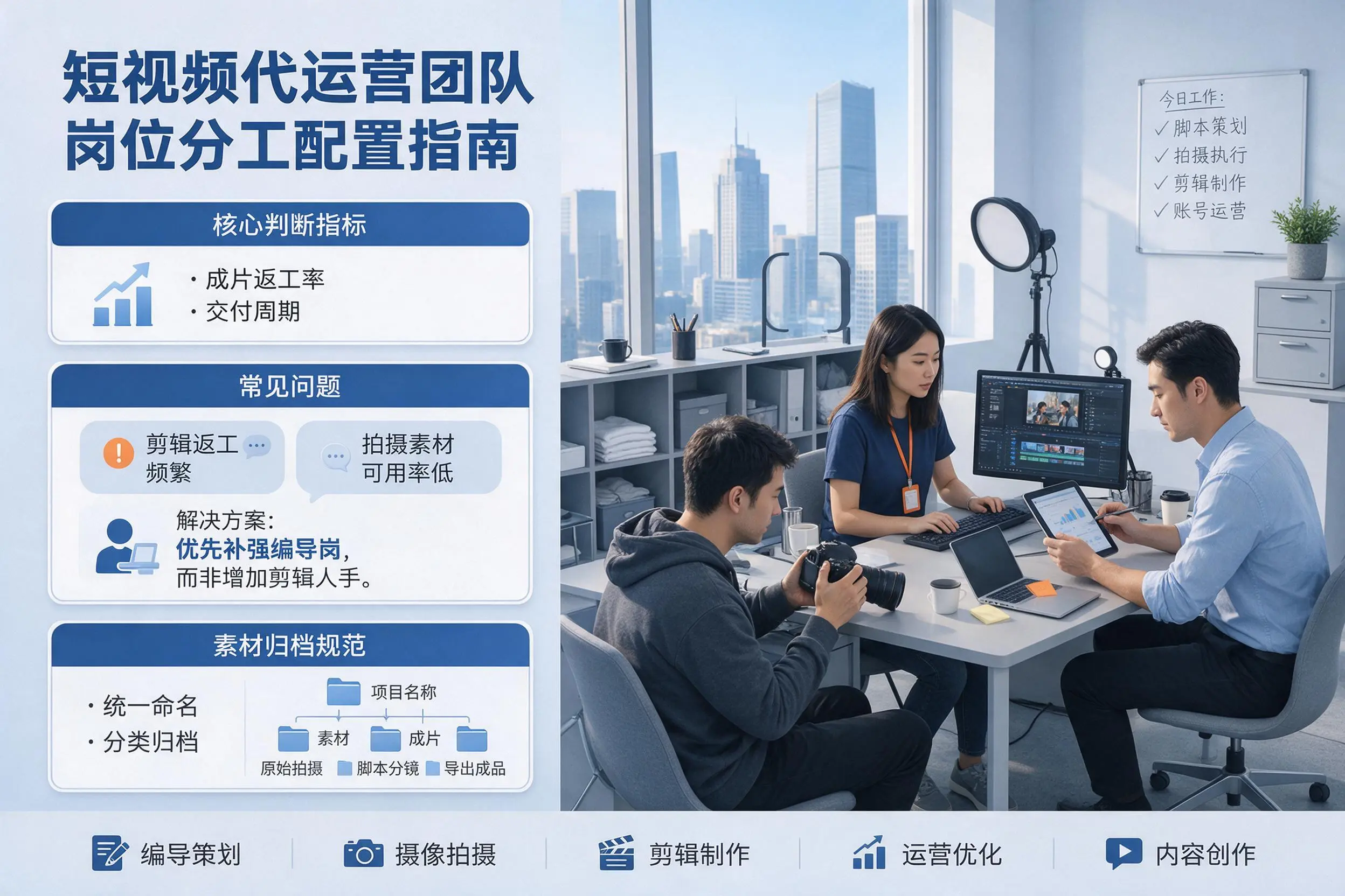 短视频代运营团队如何配置?乌海企业岗位分工科普说明